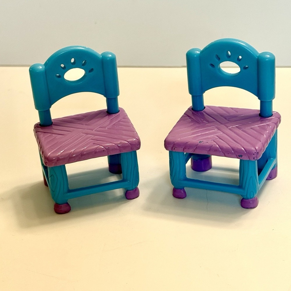 TWO Mattel Dora the Explorer Talking Dollhouse Dining Room Chairs 2004 Vintage